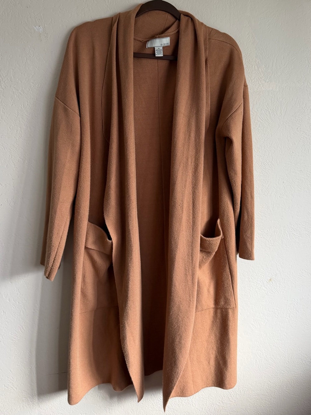 Women's Open-Front Long Cardigan Sweater - Camel